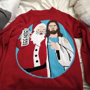 Santa and Jesus Jingle Bros Christmas Sweater
